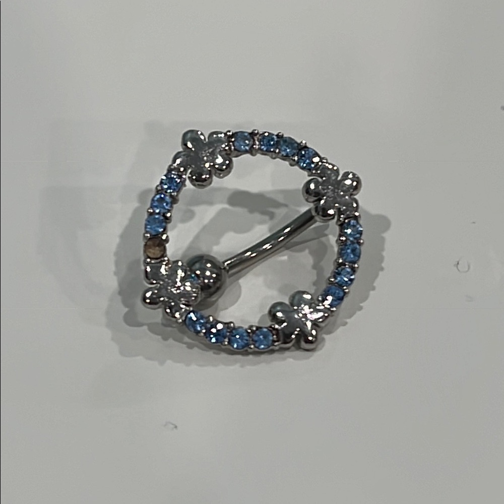 Elegant Silver and Blue Belly Ring